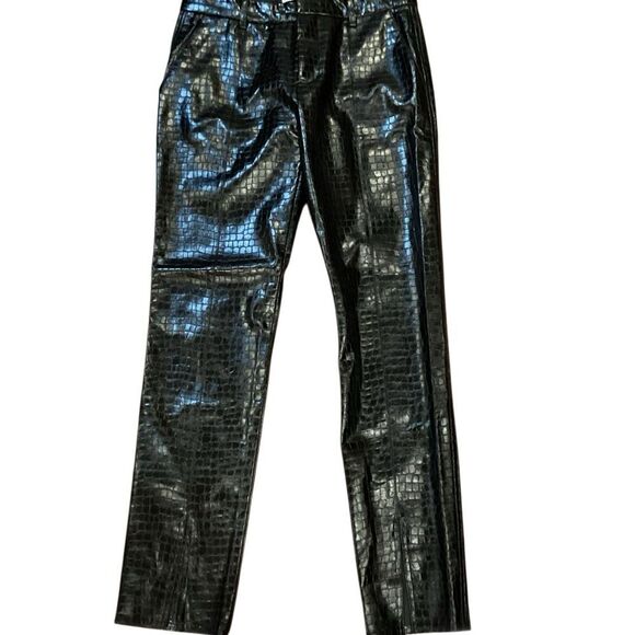 Zara Faux Leather Vegan Croc Leather Pants Size Medium - Picture 7 of 16